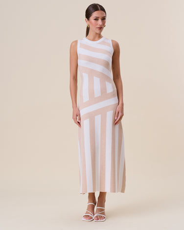 Striped knit maxi dress