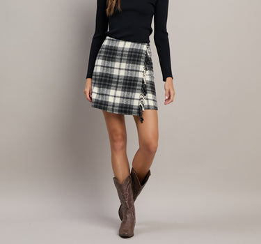 Plaid Mini Fringe Skirt