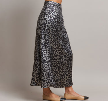 Rhinestone Leopard Satin Skirt