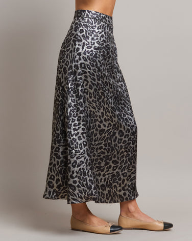 Rhinestone Leopard Satin Skirt