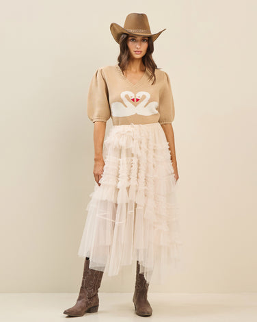 Tiered ruffle tulle skirt