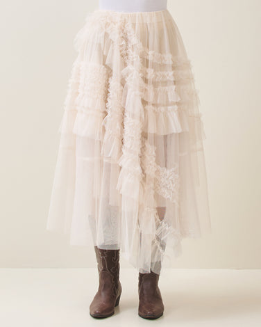Tiered ruffle tulle skirt