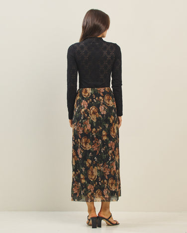 Metallic floral print skirt