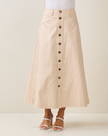 Button flare skirt