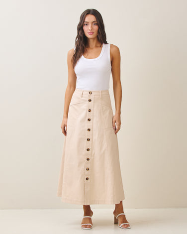 Button flare skirt