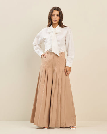 Cotton pleated pants