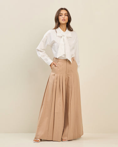 Cotton pleated pants