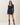 Pleated denim shorts