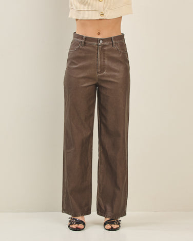 Washed vegan leather pants