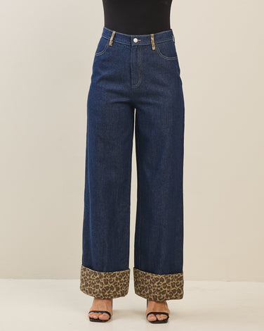Leopard hem jeans