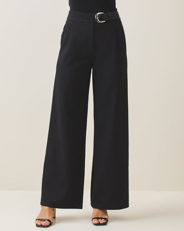 Pants with buckle belt detail