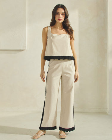 Contrasted Pleated Hem Set