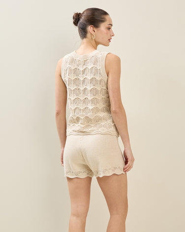 Openwork Sweater Top & Short Set