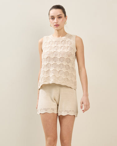 Openwork Sweater Top & Short Set