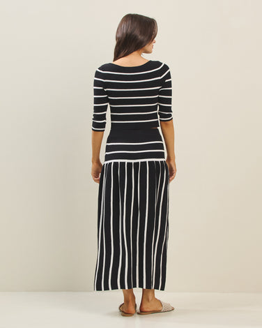 Striped sweater top & skirt set
