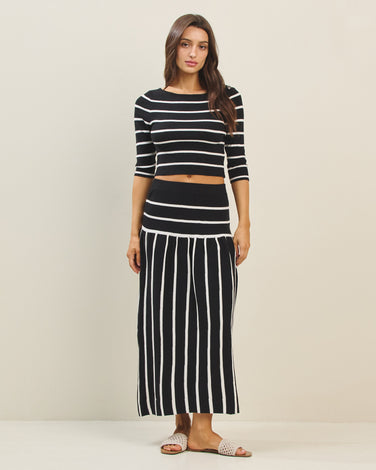 Striped sweater top & skirt set
