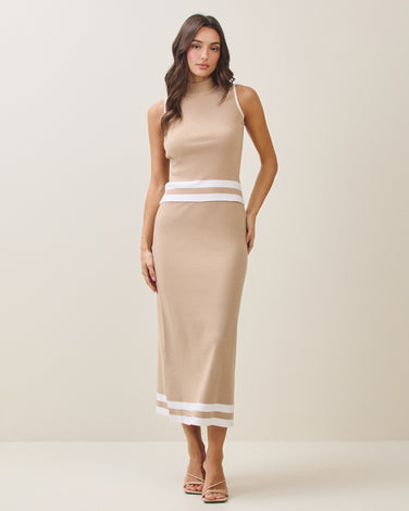 Mockneck knit top & skirt set