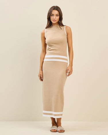 Mockneck knit top & skirt set