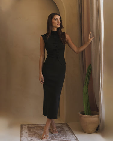 Pleated front top & skirt set