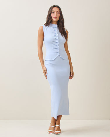 Pleated front top & skirt set