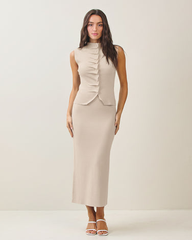 Pleated front top & skirt set