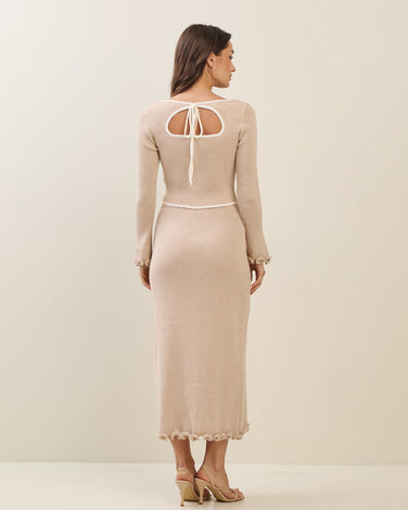 Lettuce-edge knit top & skirt set