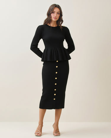 Peplum sweater & button skirt set