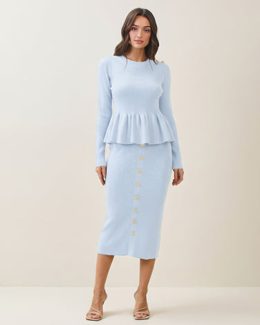 Peplum sweater & button skirt set