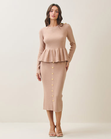 Peplum sweater & button skirt set