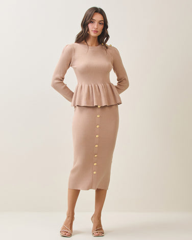 Peplum sweater & button skirt set