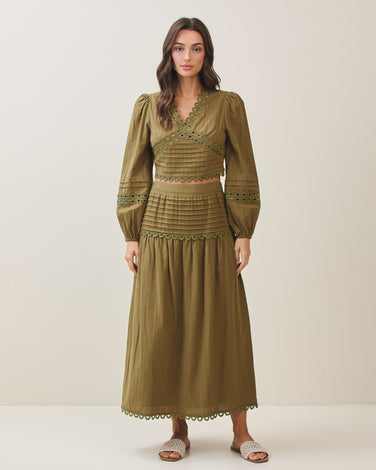 Lace trim top & skirt set