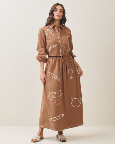Embroidered shirt & skirt set