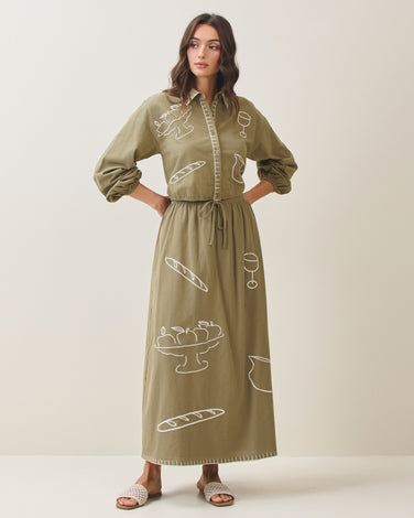 Embroidered shirt & skirt set