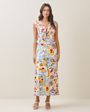 Picnic print sleeveless top & skirt set