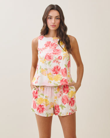 Floral sleeveless top & shorts set