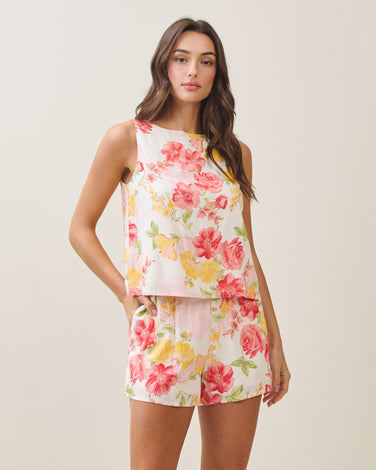 Floral sleeveless top & shorts set