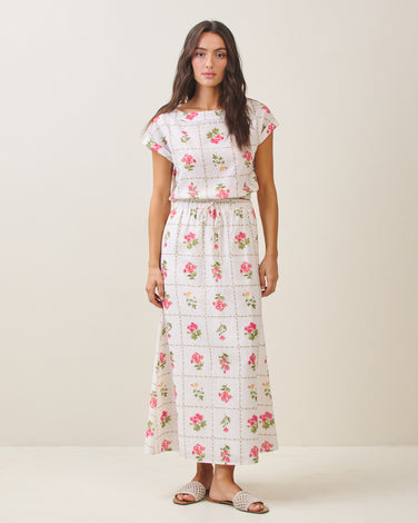 Floral tile top & skirt set