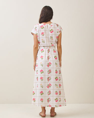 Floral tile top & skirt set