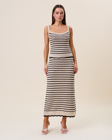 Striped knit cami top & skirt set