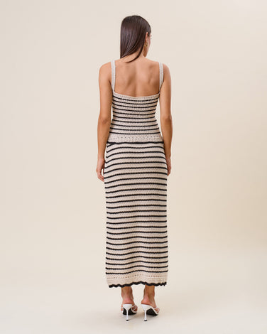 Striped knit cami top & skirt set