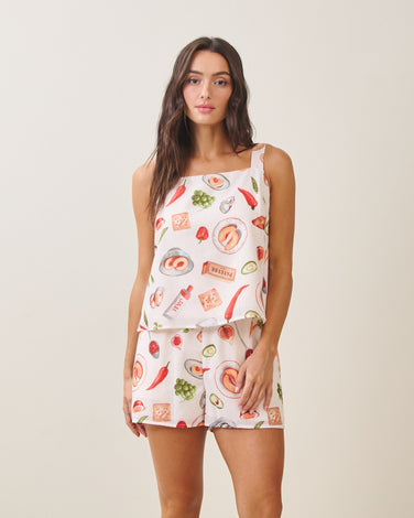 Summer table printed top and shorts set