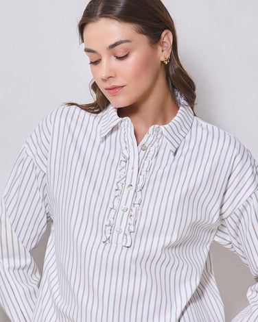 Stripe Frilled Shirt