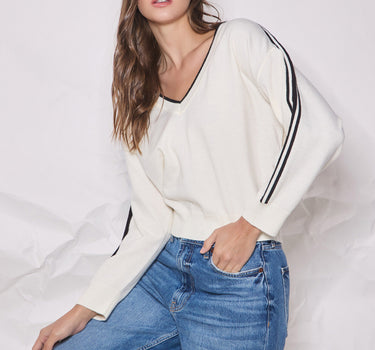 V-neck Side Stripe Sweater