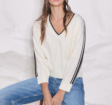 V-neck Side Stripe Sweater