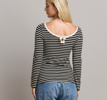 Striped Mini Back Bow Knit Top