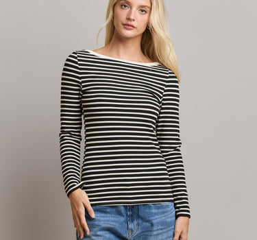 Striped Mini Back Bow Knit Top