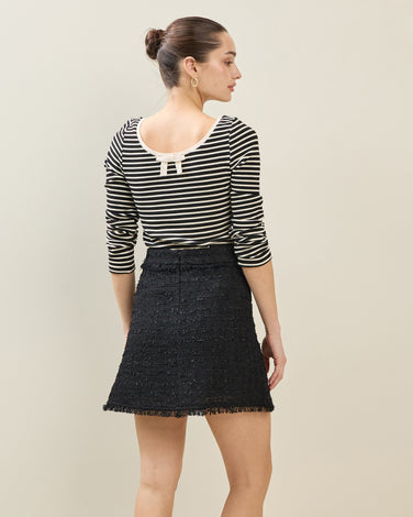 Striped Mini Back Bow Knit Top