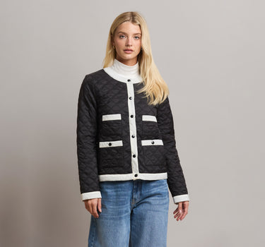 Contrasting-trim Quilted Jacket