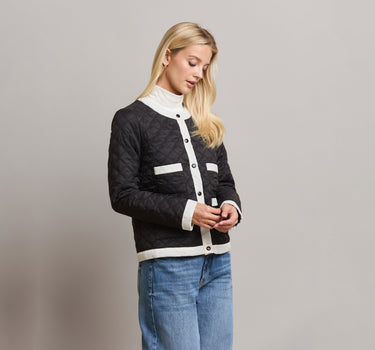 Contrasting-trim Quilted Jacket