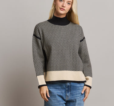 Geometric Mockneck Sweater